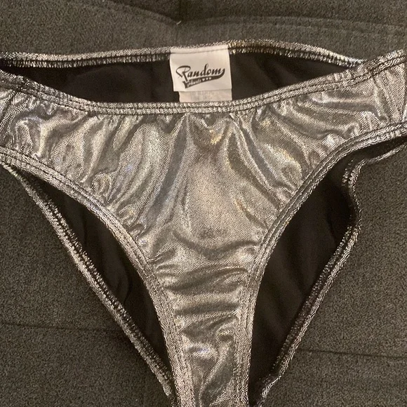 Silver Lamé Fringe Bikini by RANDOM HEARTS - sz 10